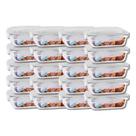 Kit 20 Potes Tampa Hermetica 4 Travas Retangular Vidro 640ml