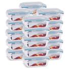 KIT 20 Potes Vidro Herméticos Retangulares Marmita 370ml