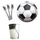 KIT 20 Pratos Copos De Bola De Futebol Papel Colher 14cm Festa Decoração