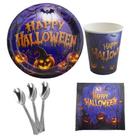 Kit 20 Pratos Copos Papel + 20 Colheres 14cm Halloween Dia Das Bruxas Festa Kit 20 Pratos Copos Papel + 20 Colheres 14cm Halloween Dia Das Bruxas Festa