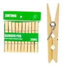 Kit 20 Pregadores Prendedor de Roupa de Bambu 6cm Mola Metálica Sustentável Resistentes Prático Varal Durável Utilitário Kit 20 Pregadores Prendedor de Roupa de Bambu 6cm Mola Metálica Sustentável Resistentes Prático Varal Durável Utilitário