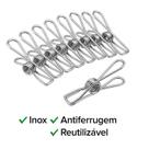 Kit 20 Prendedores de Roupa Inox Antiferrugem Reutilizáveis Alta Resistência Para Varal Externo e Interno