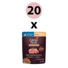 KIT 20 Ração Úmida Gran Plus Gourmet Gatos Adultos Castrado Frango Sachê 85g