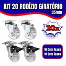 Kit 20 Rodízio Giratório Em Gel Rodinha Silicone Para Móveis 35mm 10 Com Freio 10 Sem Freio Anti Risco