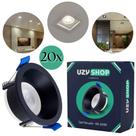 Kit 20 Spot Recuado LED 6W Embutir Redondo Quadrado Branco Frio Quente Com Lâmpada Dicroica Bivolt