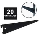 Kit 20 Suporte Trilho Prateleira Cremalheira Duplo Preto 37cm Kit 20 Suporte Trilho Prateleira Cremalheira Duplo Preto 37cm