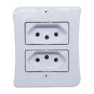 Kit 20 Tomada Dupla Sobrepor 2p+t 10A Externo Com Placa Espelho Branco Linha Viena Bivolt 127v e 250v