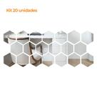 Kit 20 Un. Espelho Flexível Decorativo 17x19,6cm Hexágono