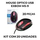 Kit 20 un mouse optico usb ms-9 exbom