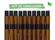 KIT 20 - Vidrinho Roll On Ambar 10ml Tampa Preta