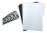 Kit 200 Capas Lisa E Couro A4 + 200 Espirais Preto 9mm - CASSMAR