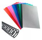 Kit 200 capas várias cores a4 + 200 espirais preta 9mm