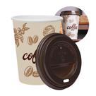 Kit 200 Copos de Café Descartável Papel 300ml Biodegradável Branco com Tampa Lyor