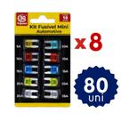 Kit 200 Fusíveis Carro Moto Caminhão Sortido Universal