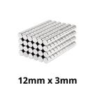 Kit 200 Imã Neodímio Disco Magnético N35 12 x 3 mm Super Forte Potente Redondo