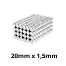 Kit 200 Imã Neodímio Disco Magnético N35 20 x 1,5 mm Super Forte Potente Redondo