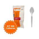 Kit 200 unidades colher refeicao descartavel festa cristal