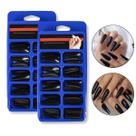 Kit 200 Unidades Unha Postiça Bailarina Realista Preta Lisa Manicure Nail Designer Nail Art Unhas Decoradas Beleza