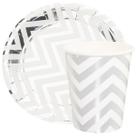 Kit 20un Prato Copo Papel Festas zig zag prata