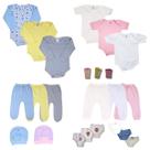 Kit 22 Peças Roupas Bebê Body Liso Mijão Touca Luva Meia