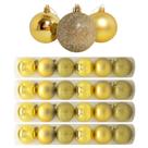 Kit 24 Bolas De Natal Mista Gliter, Fosca e Brilho Dourada 7cm - Master Christmas