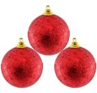 Kit 24 Bolas Enfeite Árvore Natal Vermelha Glitter 4,8cm
