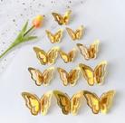 Kit 24 Borboletas 3d Decorativas Multicamadas Metalizadas Dourado