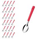 Kit 24 Colheres de Sopa Vermelho Luna Aço Inox e Plástico