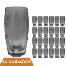 Kit 24 Copo Florida Vidro Cinza Mesa Posta Chique 370ml