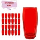Kit 24 Copos Florida Chique Vidro Vermelho Mesa Posta 370ml