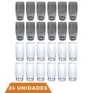 Kit 24 Copos Vidro 370ml 12 Transparente / 12 Cinza Florida Kit 24 Copos Vidro 370ml 12 Transparente / 12 Cinza Florida
