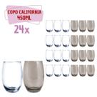 Kit 24 Copos Vidro 450ml 12 Transparente / 12 Cinza California