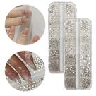 Kit 24 Estojo Strass Transparente E Colorido Furta Cor Com Fundo Decoração Unhas Nail Art Maquiagem