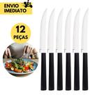 Kit 24 Facas de Churrasco com Cabo Preto de Serrinha Inox Faca de Mesa Churrasco, Almoço Restaurante