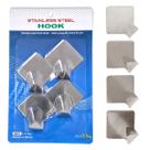 KIT 24 Ganchos Multiuso Aço Inox Gancho De Parede Auto Adesivo Suporta Até 2.5kg Discreto 3,5x3,5cm