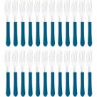 Kit 24 Garfos De Mesa Jantar Leme Tramontina Aço Inox Cabo Azul