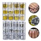 Kit 24 Glitters Prata Dourado Flocado Encapsulamento Unha Manicure Nail Art Nail Designer Unhas Decoradas Brilho