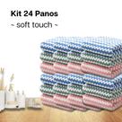 Kit 24 Pano Microfibra Atoalhado Macio Limpa Vidro Pia