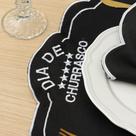 Kit 24 Pçs 12 Lugares Mesa Posta Sousplat Jogo Americano Churrasco Bordado Preto