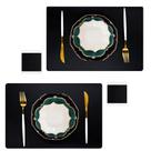 Kit 24 Pçs Jogo Americano Mesa Jantar Sala Restaurante couro