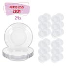 Kit 24 pçs Pratos de Vidro Transparente Buffet Fundos 22cm