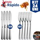 kit 24 Peças de Talheres Aço Inox 12 Faca 12 Garfo de Mesa