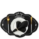 Kit 24 Peças Mesa Posta 12 Lugares com Sousplat e Jogo Americano Bordado Elegância e Charme para Churrasco e Refeições