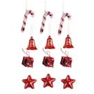 Kit 24 Pendente Estrela Bengala Presente Vermelho Enfeite Para Árvore De Natal Decoração Natalina