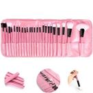 Kit 24 Pincéis Maquiagem Profissional Rosa Cerdas Sintéticas Macias Lavável Estojo Organizador
