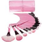 Kit 24 Pincéis Maquiagem Profissional Rosa Pincel Pente Para Sobrancelhas e Cílios Estojo