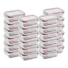 Kit 24 Potes Tigela Hermeticos Tampa c/ 4 Travas Vidro Canelado