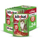 Kit 24 Sachês KiteKat Gato Adulto Carne ao Molho 70g
