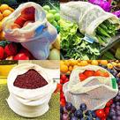 Kit 24 Saco Reutilizável Algodão De Malha Para Feira Frutas