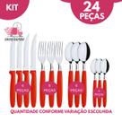 Kit 24 Talheres Faqueiro Colher Garfo Faca Colher de Chá Inox Cabo Preto Premium